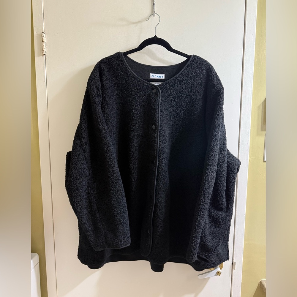 Old Navy Women's Cozy Black Teddy Jacket